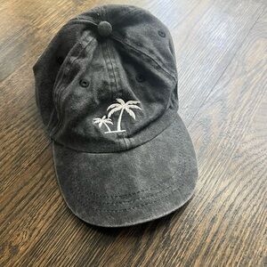 Adjustable Washed Dark Gray Palm Tree Kids/Toddler Hat